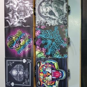 NWT Bamboo Jewelry Box Flaming Skull Couple/Ace Skull/Sugar Skull/Butterfly